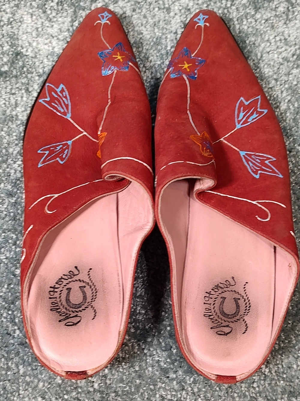 Charlie 1 Horse by Lucchese red suede western mules Sz 9 M